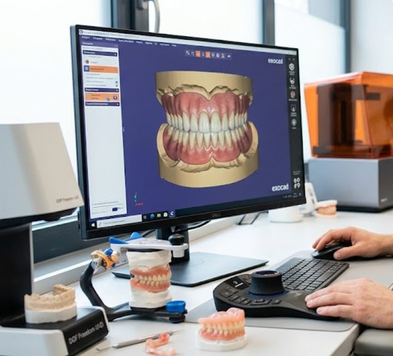 Cyfrowy projekt uzupełnienia protetycznego na ekranie — protetyka 3D